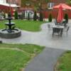Stamp patio with black walk